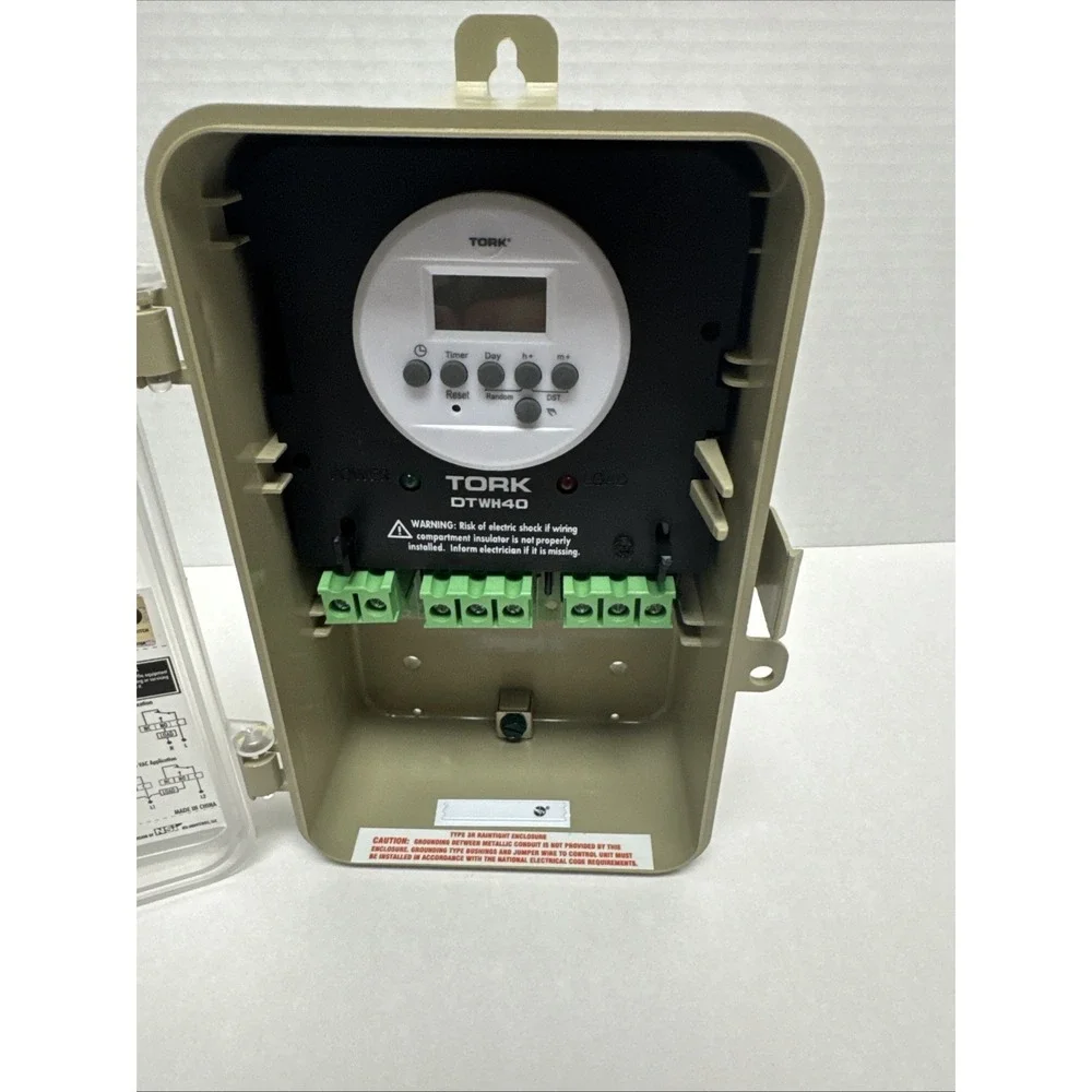 Tork DTWH40 Dual Voltage Digital Water Heater Time Switch w/Push Button 240V 20A